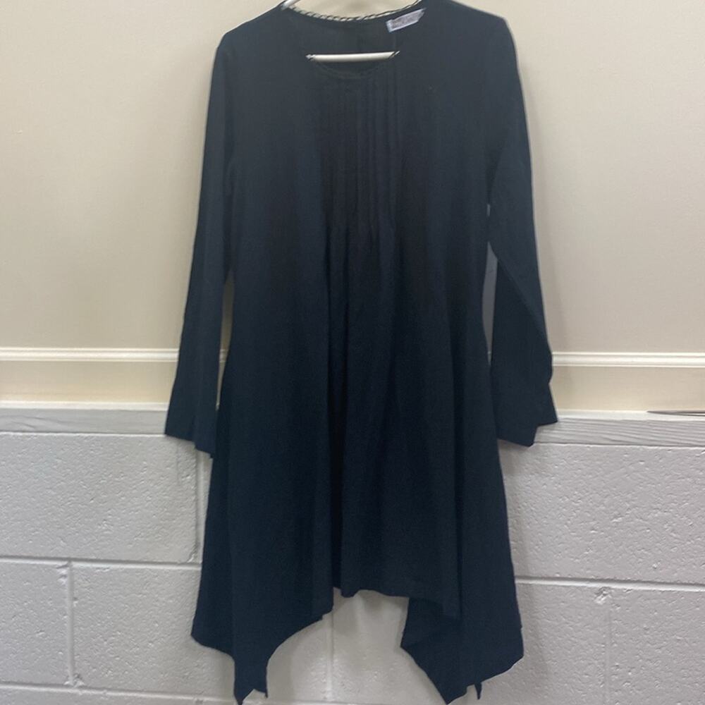 Giking NWT women’s size Large black cotton gauze, long sleeve dress